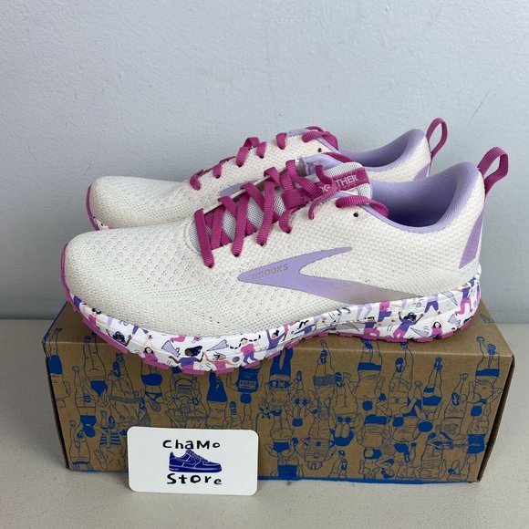 Brooks Revel 4 Womens Empower Her Running Shoes White Pink Unity - Picture 3 of 11